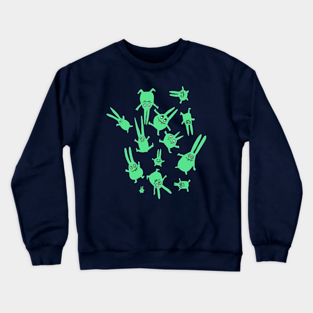 bunnies in weightlessness Crewneck Sweatshirt by Bunny Noir